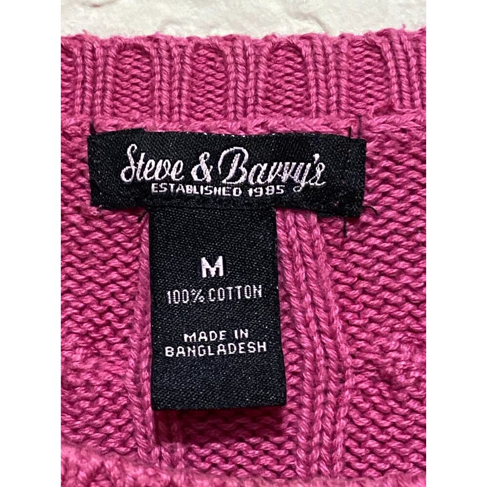Steve & Barry's Pink Cableknit Sweater Size M Fisherman‎ Chunky Cotton Preppy - Picture 3 of 8
